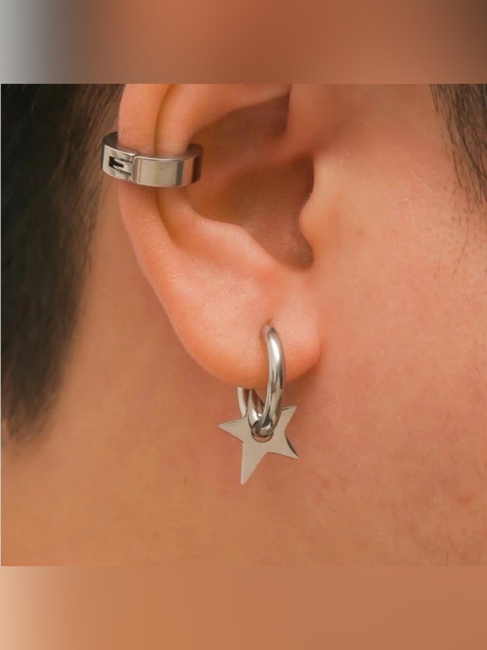 Silver Star 2pc Ear Cuff Earring Set
